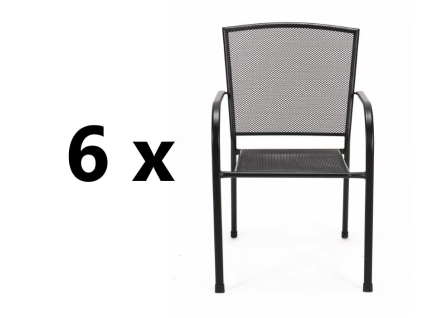 6 x RIVIERA kovová záhradná stolička, čierna