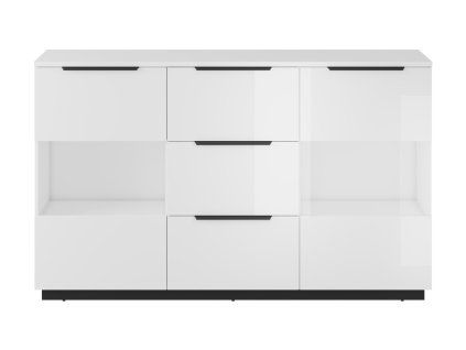 TULUZA 46, siroka komoda 2D3S, biely cierny Onyx biela leskla 1