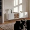 LIBA LB 05B, zavesny TV stolik s osvetlenim, hodvabna biela dub vincenza 5